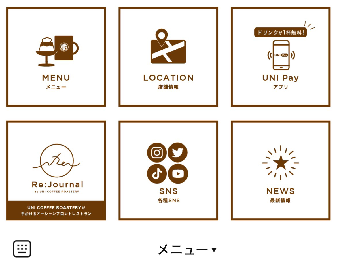 UNI COFFEE ROASTERYのLINEリッチメニューデザインのサムネイル