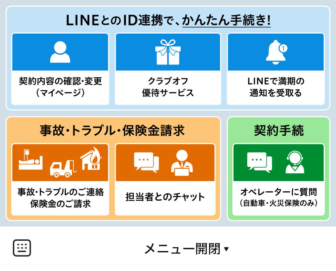 ソニー損保　カスタマーサポートのLINEリッチメニューデザイン