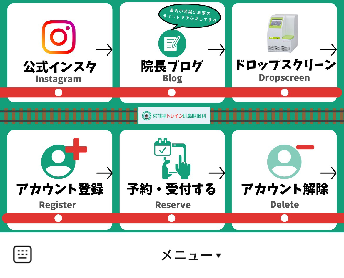 宮前平トレイン耳鼻咽喉科のLINEリッチメニューデザインのサムネイル